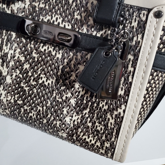 Coach Mini Swagger Snakeskin Leather Satchel with Crossbody Strap and Charms - Picture 3 of 10